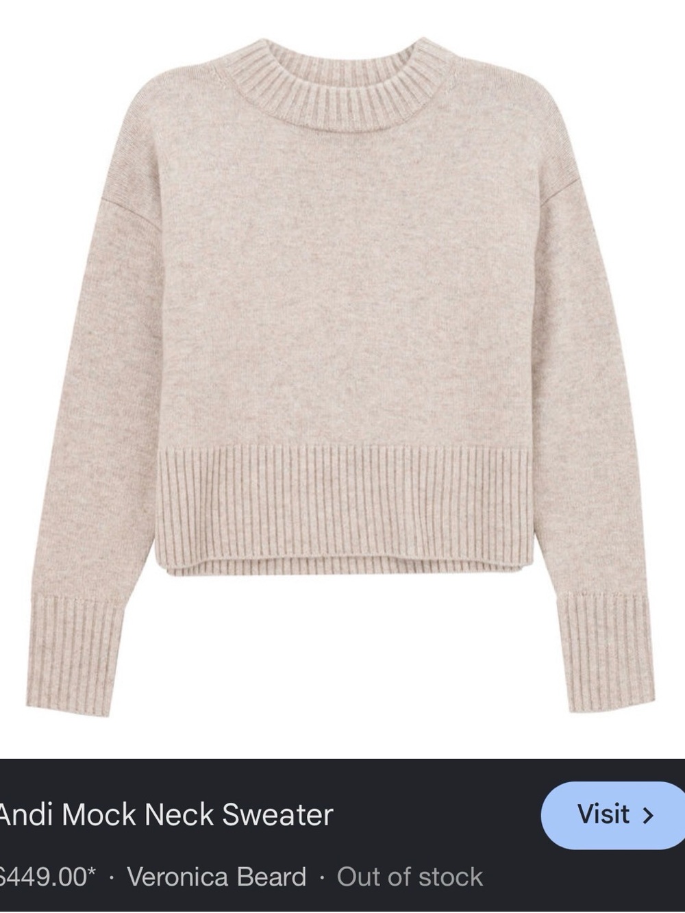 Veronica Beard Andi Mock Neck Sweater in Light Oatmeal